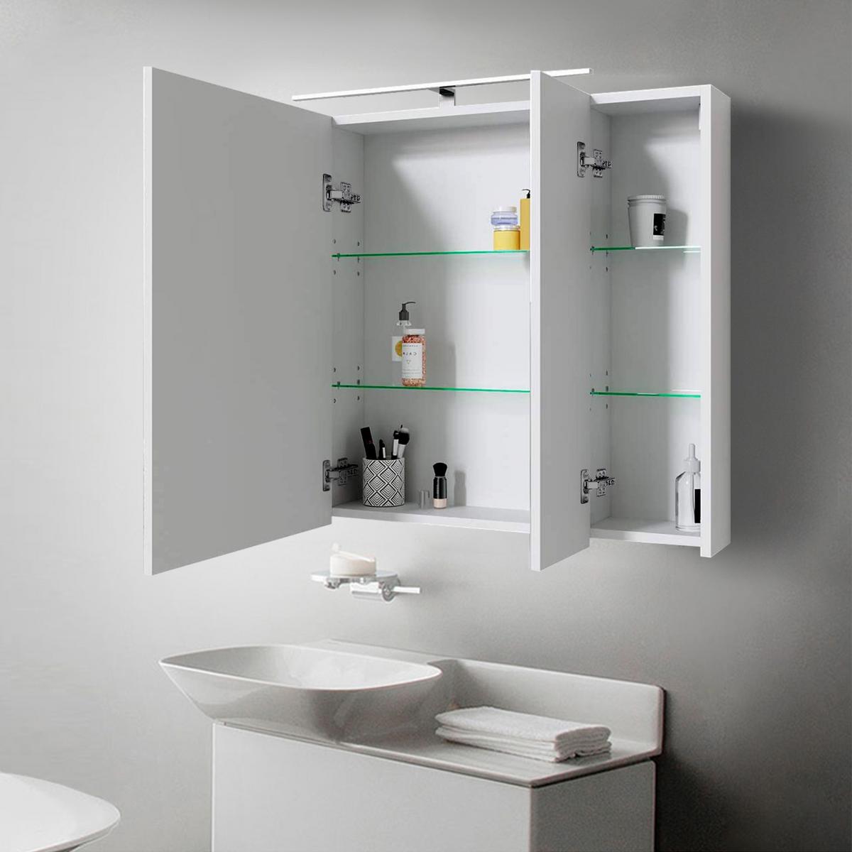 SPIEGELSCHRANK - Weiß, Holzwerkstoff (90.4/72/15cm) - ML-DESIGN