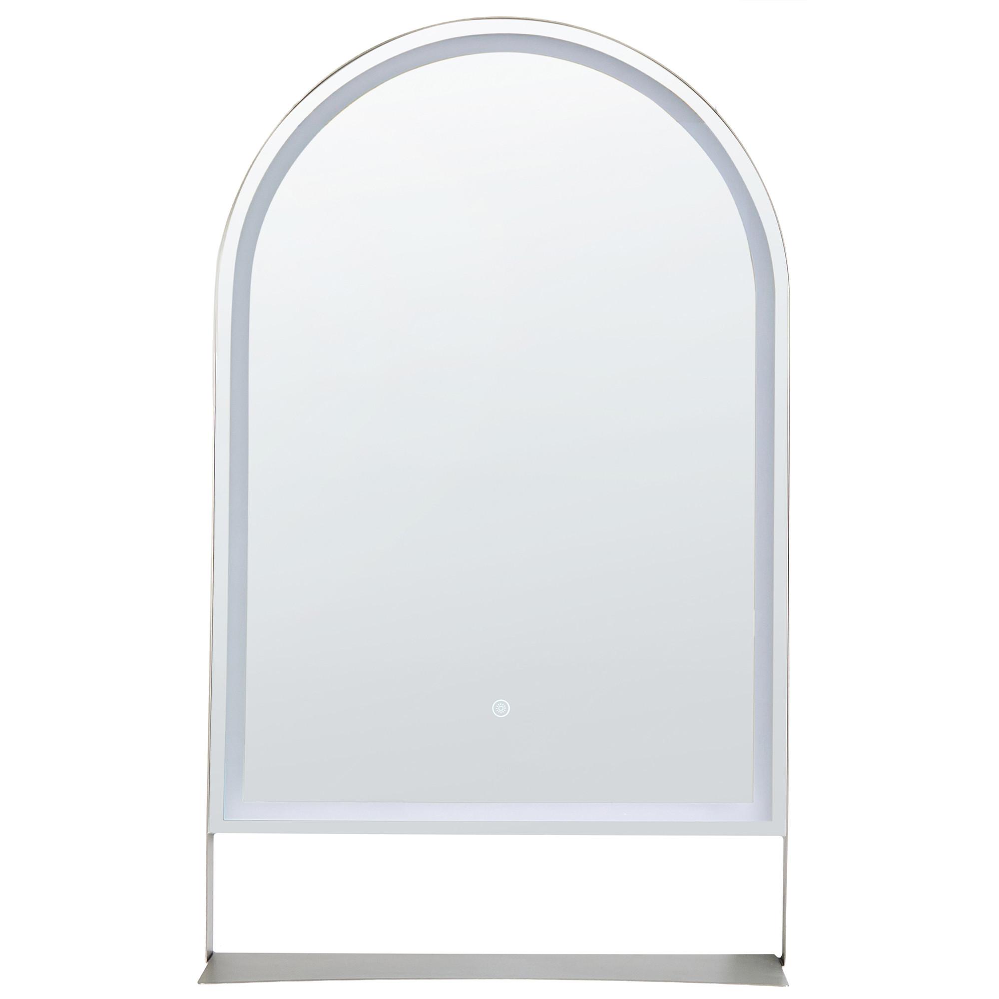LED-BADEZIMMER-SPIEGEL 61/100 cm mit Ablage Silber Valouze - Silberfarben, Glas (61/100/4cm) - Beliani