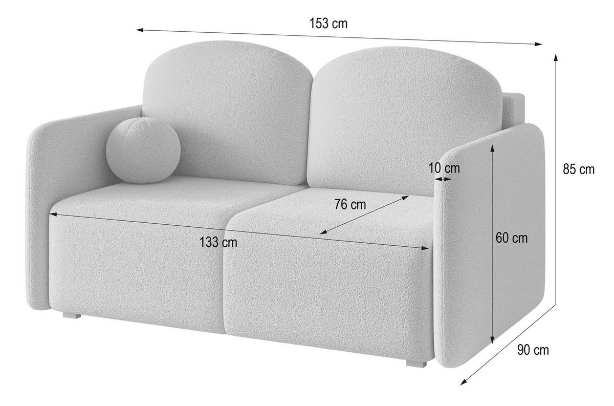 BETTSOFA SUVI II Q Grün Bucle-Stoff mit Schlaffunktion - Grün, Textil (90/85/153cm) - MASSENO