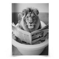 POSTER für WC Badezimmer LÖWE in der Badewanne Schwarz-Weiß Abstraktion 20x30cm - Schwarz/Weiß, Papier (20/30/30cm) - Muralo