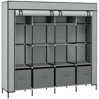 STOFFSCHRANK Kleiderschrank mit Kleiderstange, 10 Fächern, 4 Schubladen - Dunkelgrau, Textil/Metall (42.5/169.5/166cm) - HOMCOM