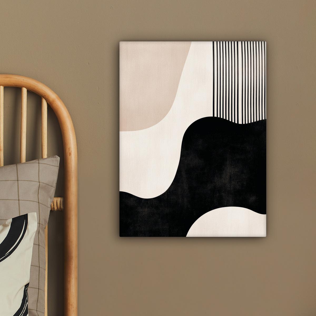 LEINWANDBILD Abstrakt - Japandi - Beige - Modern Room Decor 30x40 cm - Schwarz, Textil (30/40cm) - MuchoWow