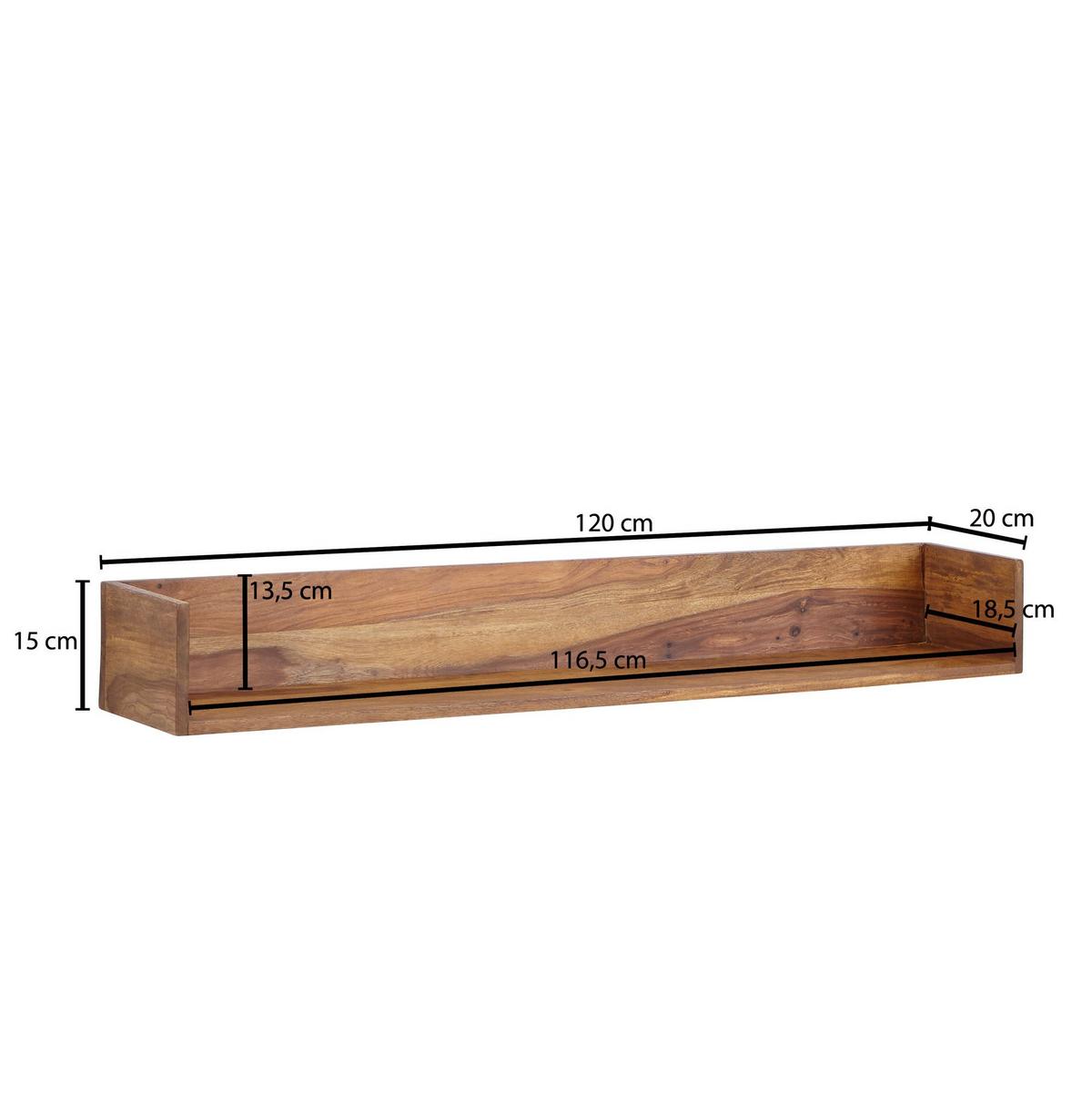 WANDREGAL Massivholz Modern Stil Aufbewahrung - Braun, Holz (120/15/20cm) - KADIMA DESIGN