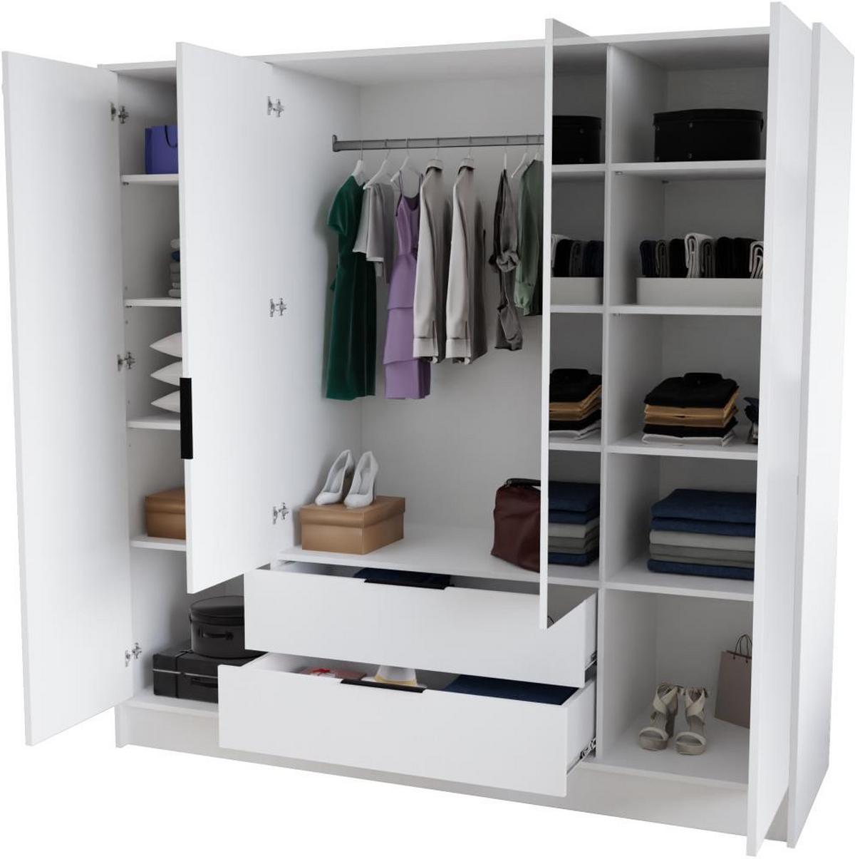 DREHTÜRENSCHRANK Nero 200/51/200 cm mit Lamellen schwarz - Schwarz, Holzwerkstoff (200/200/51cm) - Beautysofa