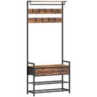 GARDEROBENSTÄNDER aus Spanplatte Rustikal Braun - Braun, Holzwerkstoff (30/181.5/80cm) - HOMCOM