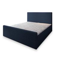 BOXBETT BRENTO 200x200 cm mit Matratze und Topper, H2+H3 - Blau - Blau, Holz (200/200cm) - MASSENO