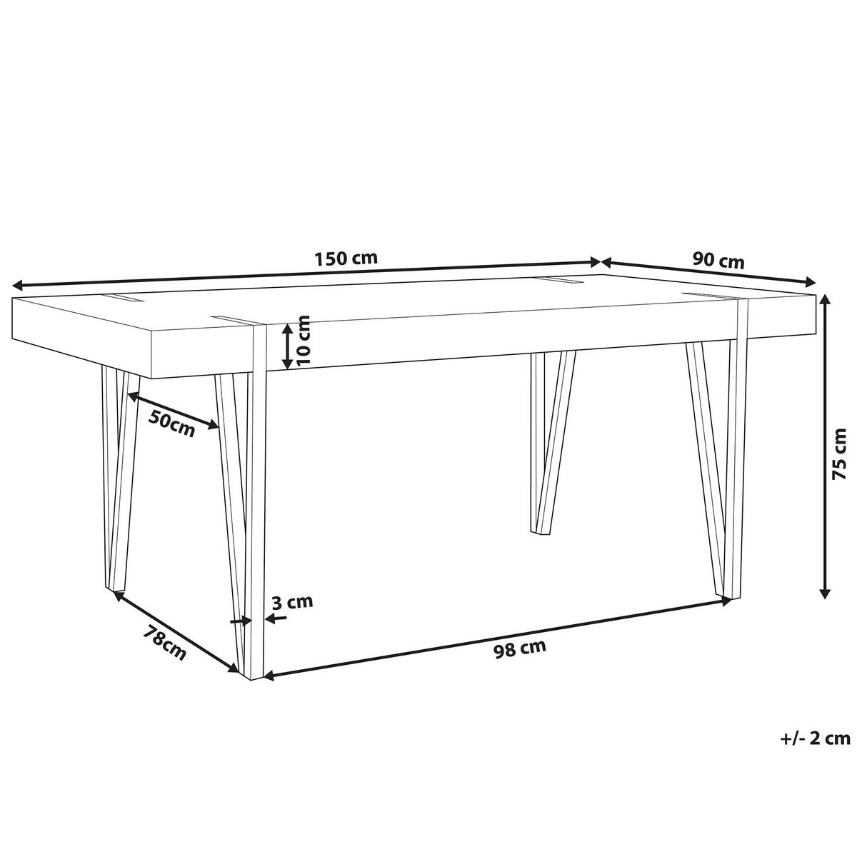 ESSTISCH 150/90/75 cm Hellbraun, Schwarz Rechteckig Adena - Hellbraun, Holzwerkstoff (150/90/75cm) - Beliani