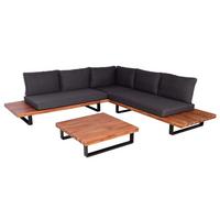 GARTEN-GARNITUR Schwarz, Dunkelbraun, Grau - Dunkelbraun/Schwarz, Holz - MCW