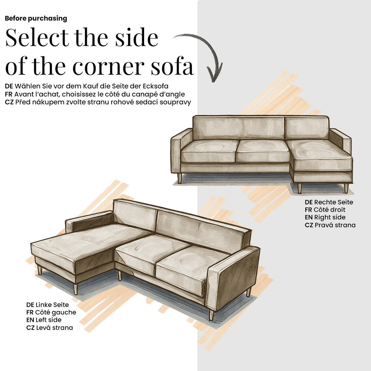 ECKSOFA RILASSO L Hellbraun Cord - links - Hellbraun/Schwarz, Kunststoff/Textil (296/174cm) - MKS