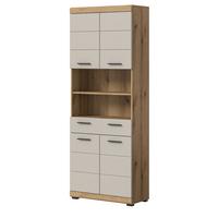 HOCHSCHRANK Sand Kaschmir, Evoke Eiche, Badschrank 74 cm, 4-türig - Sandfarben/Kaschmir, Holzwerkstoff/Kunststoff (74/191/31cm) - Inn.Furn
