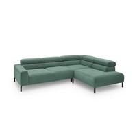 ECKSOFA DELIA Smaragdgrün Cord - Smaragdgrün/Schwarz, Textil/Metall (276/219cm) - KAWOLA