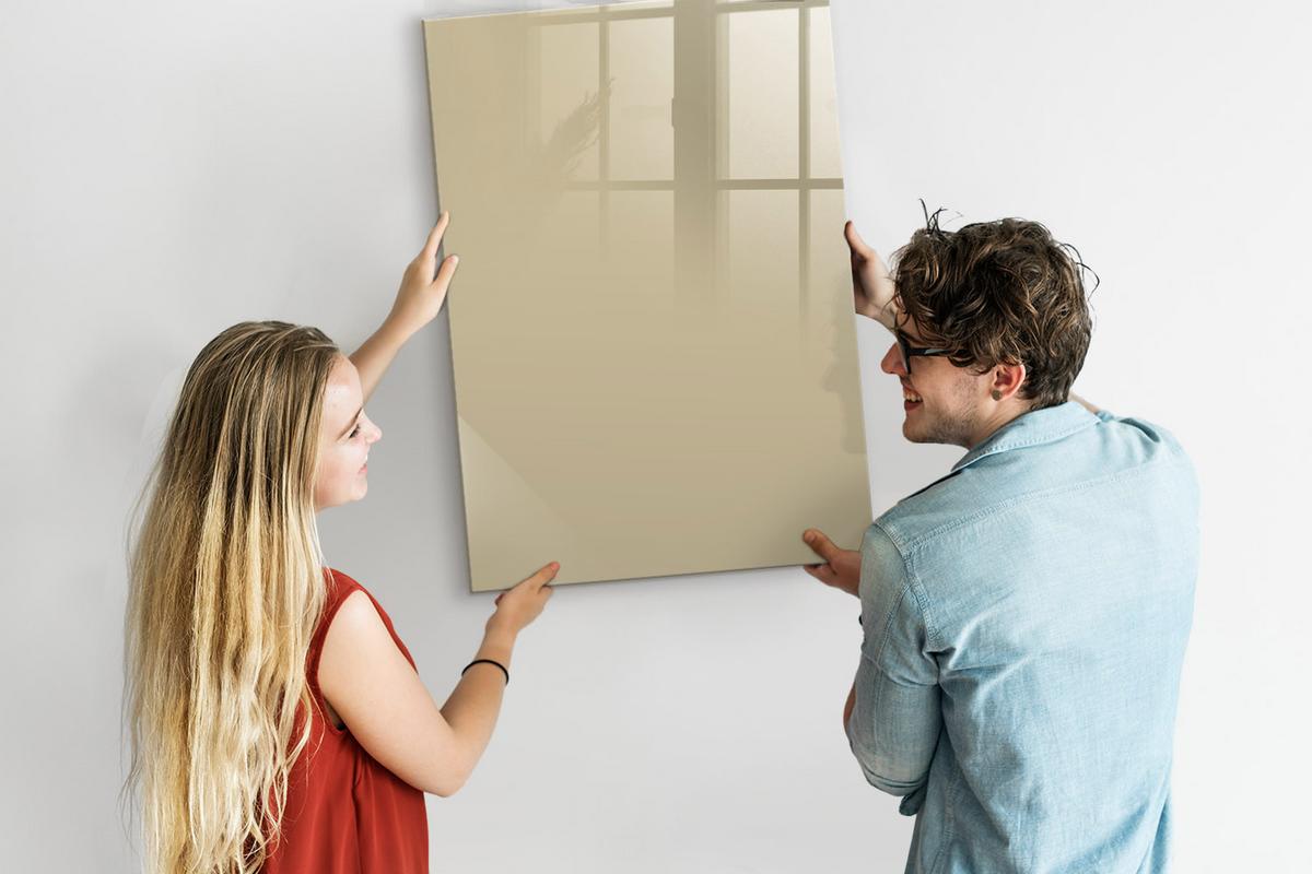 MAGNETTAFEL 70x100 Beige schwarzer Marker - Sandfarben, Glas (70/0.4/100cm) - TULUP