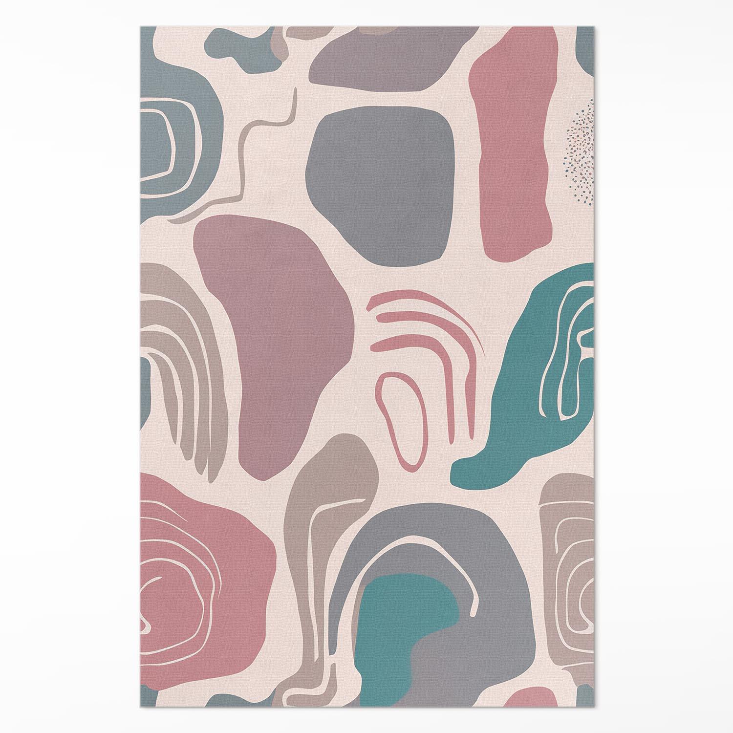TEPPICH 150x225 cm Abstrakte Boho-Flecken Pastellformen - Sandfarben, Kunststoff (150/225cm) - Wallfluent