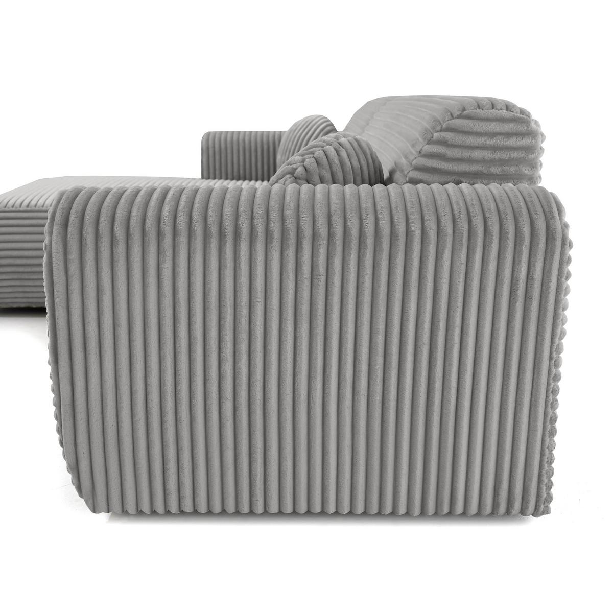 ECKSOFA Puerto, ohne Schlaffunktion, Hellgrau, links - Hellgrau/Schwarz, Textil (269/170cm) - Beautysofa