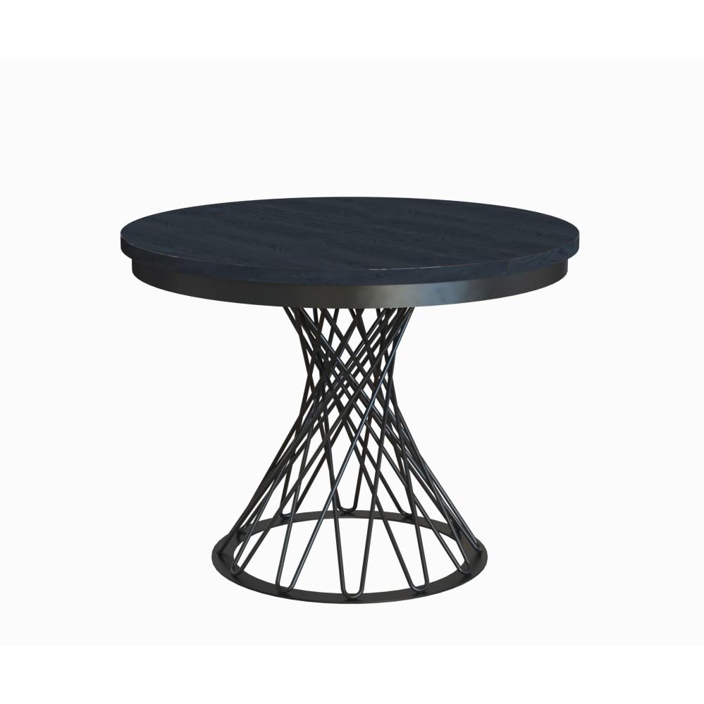 ESSTISCH Laura, Runder, mit Metallbeinen, Schwarz - Schwarz, Holzwerkstoff/Metall (100/100/77cm) - Beautysofa