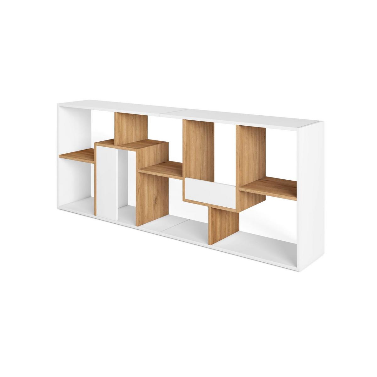 REGAL Bibliothek, Weiß und Eiche, 67/31/162cm - Eichefarben/Weiß, Holzwerkstoff (67/162/31cm) - Skraut Home