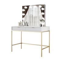 SCHMINKTISCH MIT SPIEGEL CORTADO ELITE GOLD WEISS - Weiß, Holzwerkstoff (104/78/50cm) - Lookway