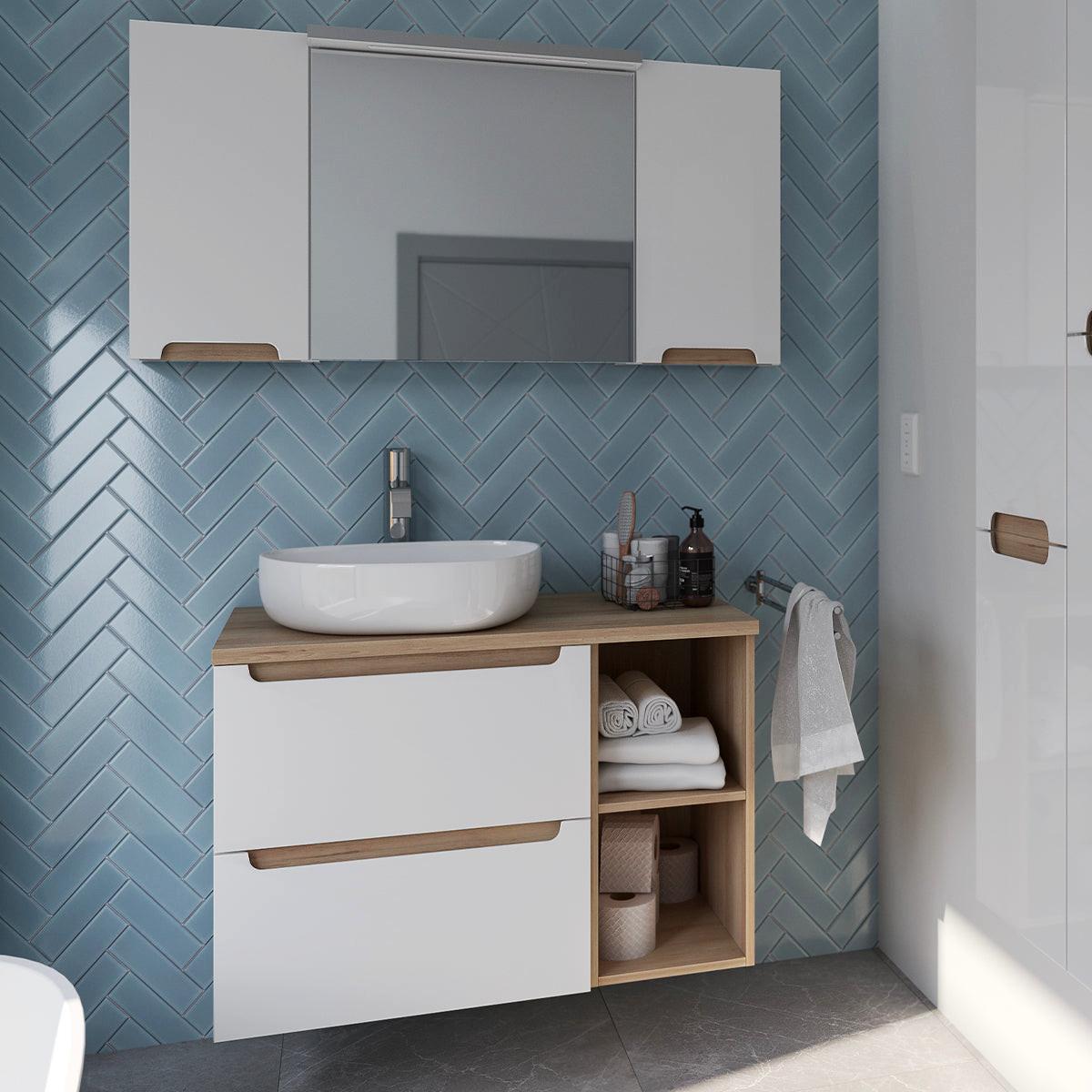 WASCHTISCHUNTERSCHRANK 90cm Livia Weiß - Weiß, Holzwerkstoff (90/62.5/46cm) - Petits-meubles