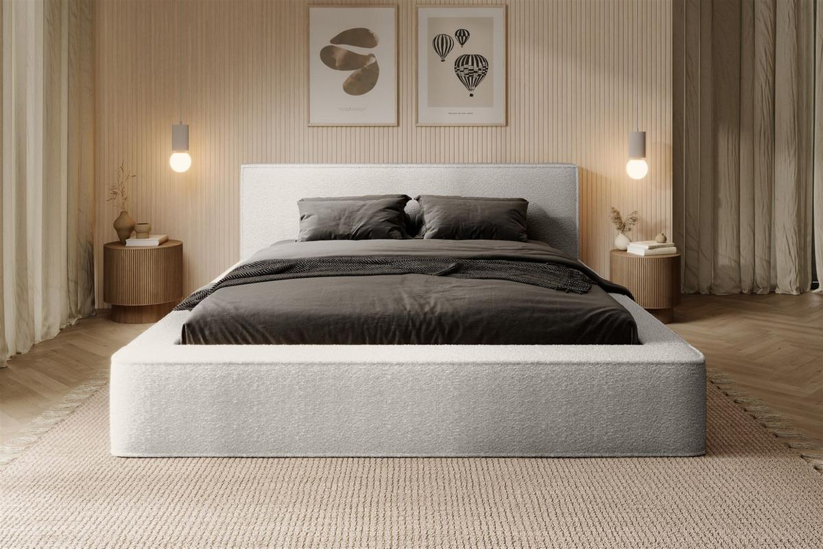 POLSTERBETT Omaha In Euphoria - Weiß, Holzwerkstoff/Textil (140/200cm) - Fun Möbel