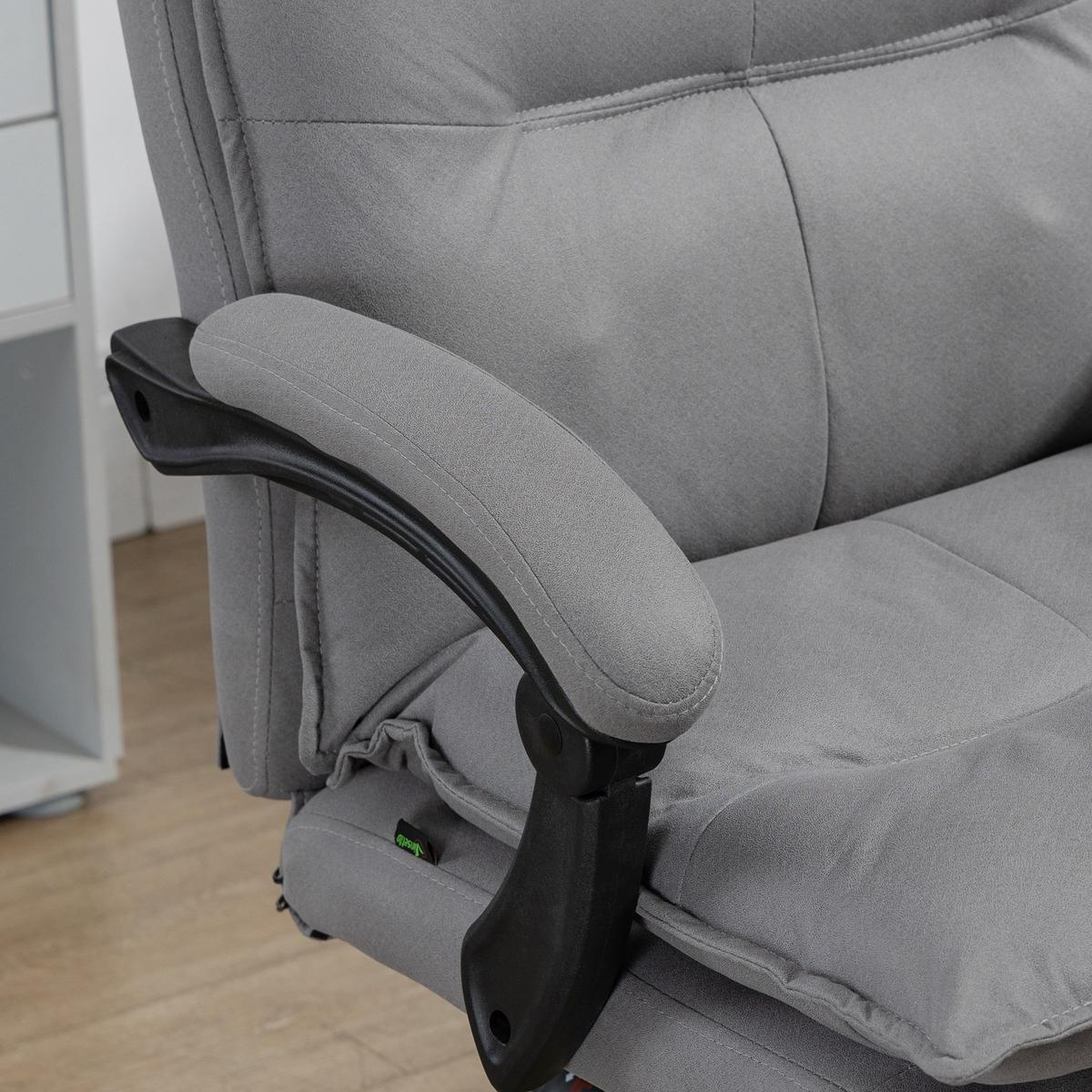 MASSAGE-BÜROSTUHL, Schreibtischstuhl mit Heizfunktion, Liegefunktion, Grau - Grau, Kunststoff (74/121.5/66cm) - Vinsetto