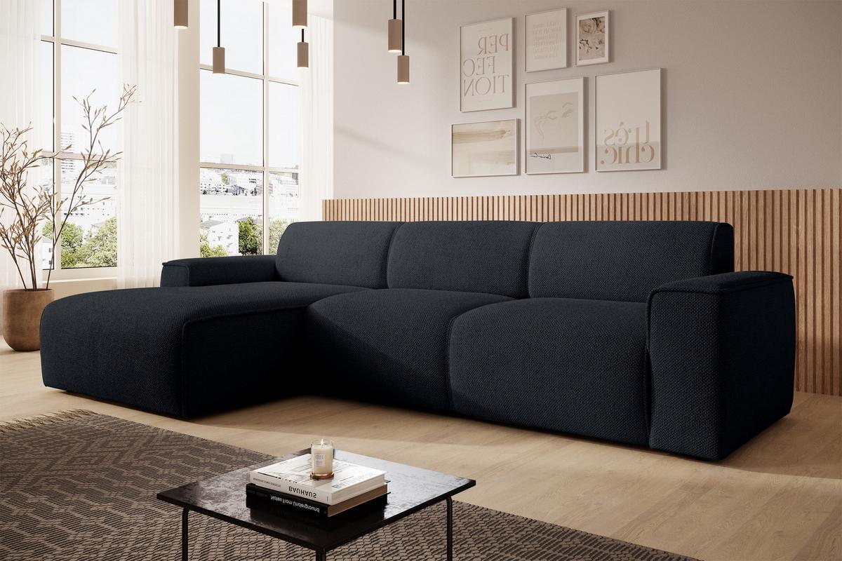ECKSOFA L Form Didim mini Dunkelgrau 310/165/78 cm – stilvolle kleine Eckcouch L - Schwarz, Kunststoff/Textil (165/310cm) - AX Living