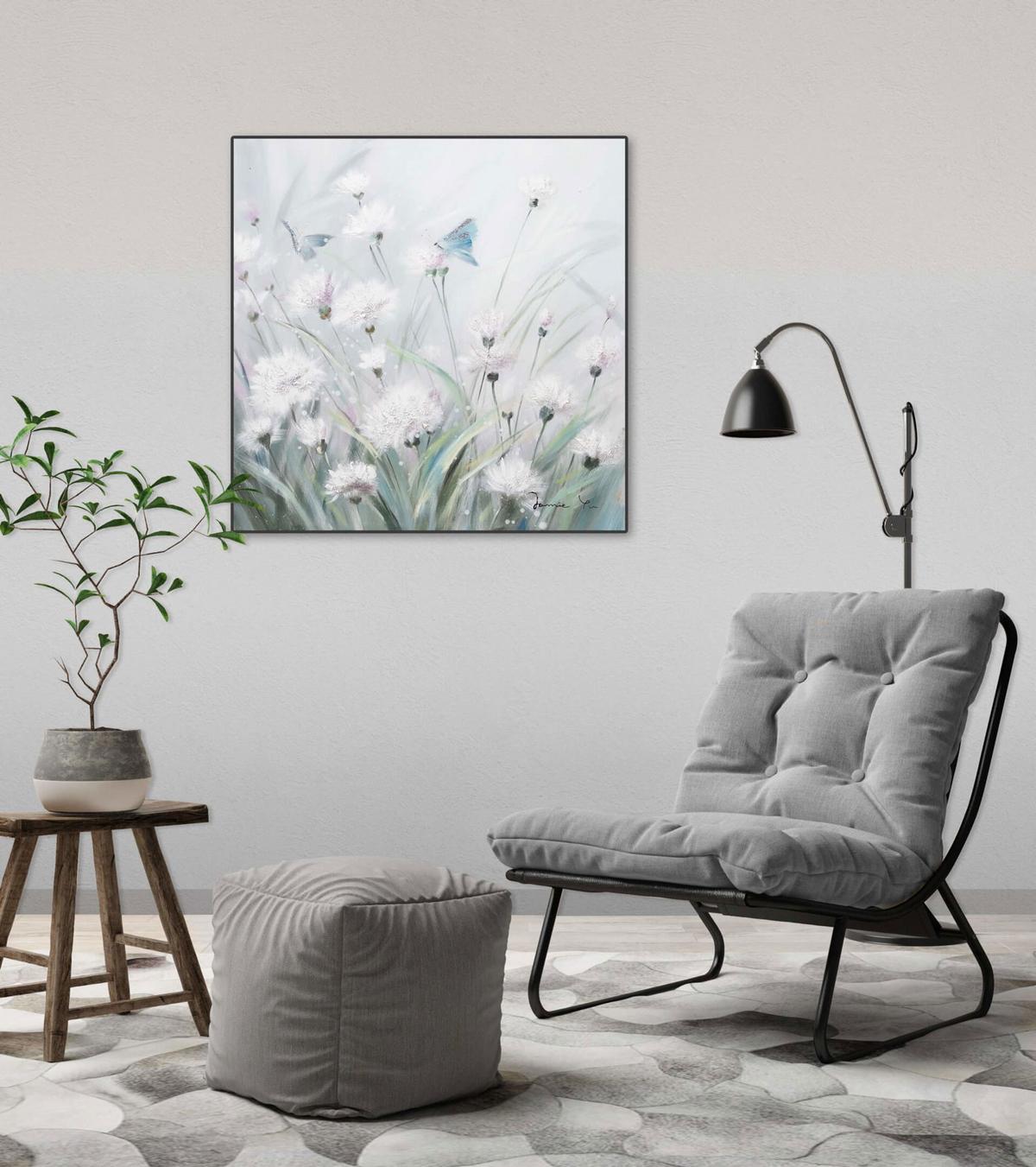 ACRYLBILD HANDGEMALT 60/60 cm - Grau/Grün, Holz/Textil (60/60cm) - KUNSTLOFT