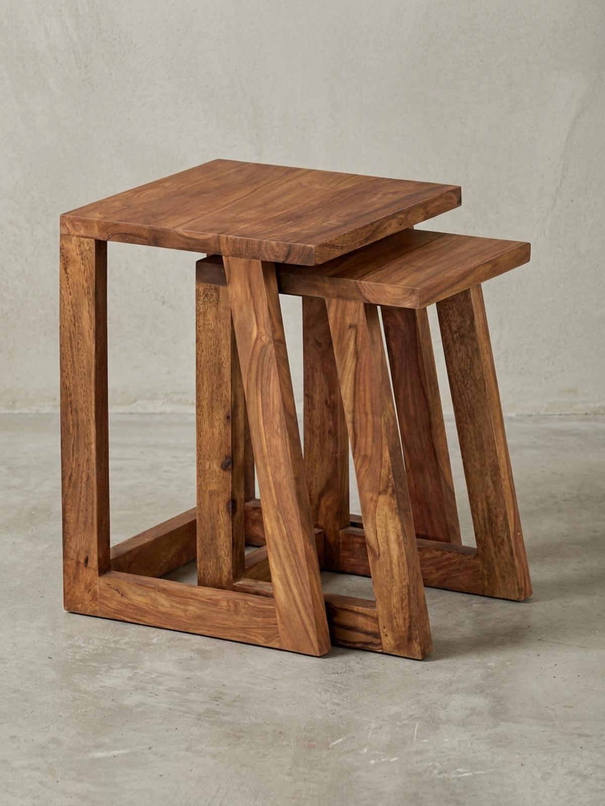 BEISTELLTISCH Set – 2-teilig Massivholz verschiedene Größen - Braun, Holz (36/36/50cm) - KADIMA DESIGN