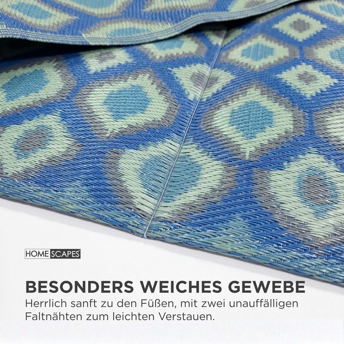 OUTDOORTEPPICH Amber, Ethno-Muster 240/300 cm - Blau, Kunststoff (240/300cm) - Homescapes