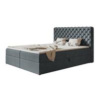 BOXBETT MIAMI mit 2 Bettkästen, 120x200, Farbe: Dunkelgrau, Velourstoff, Doppelbett mit Bonell-Matratze - Dunkelgrau, Holz/Kunststoff (120/200cm) - Alpi-Möbel