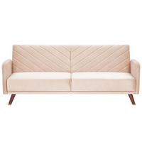 3-SITZER-SCHLAFSOFA Samtstoff Beige Senja - Beige, Textil (200/87/95cm) - Beliani