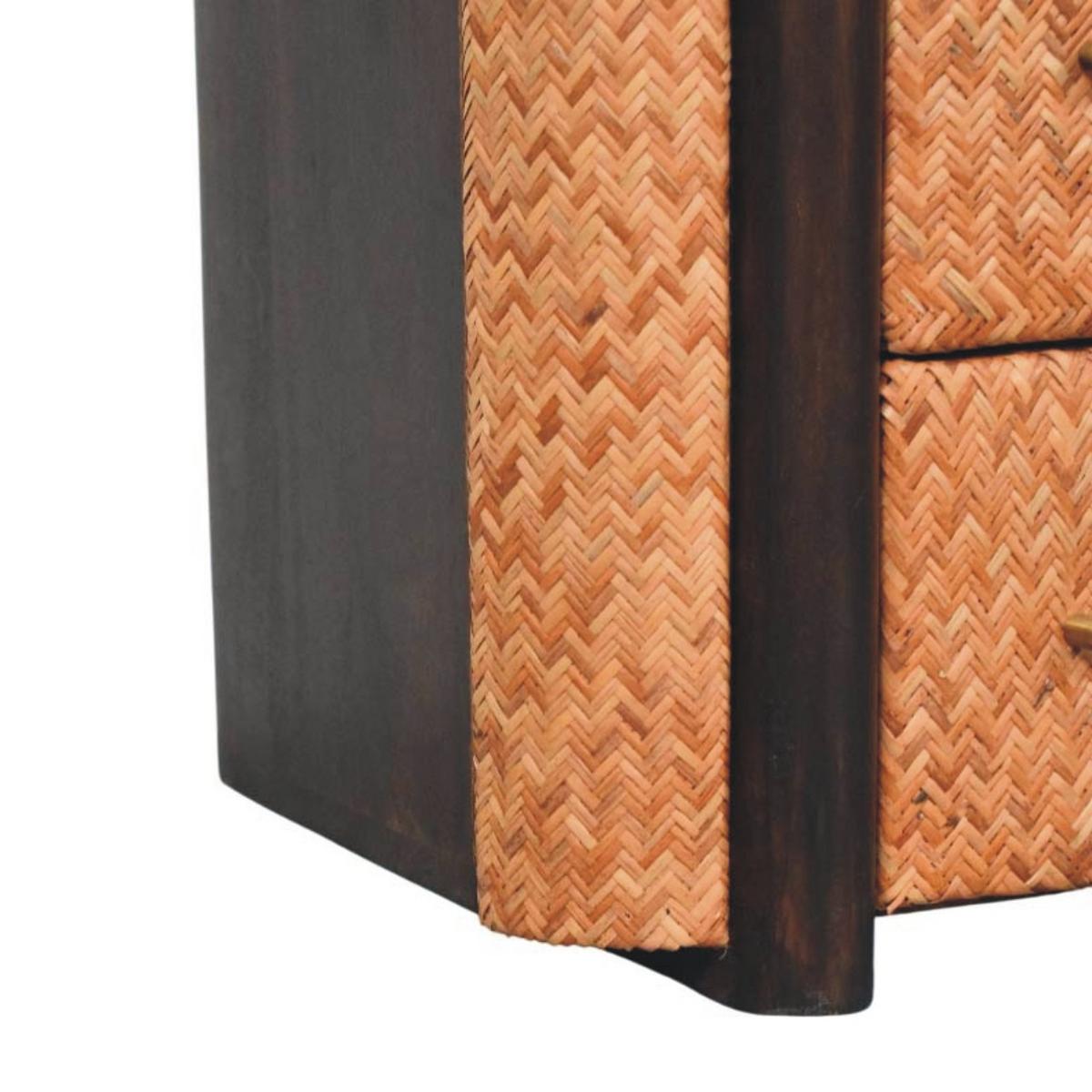 NACHTTISCH mit edlem Samtbezug in Mokka-Finish, 2 Schubladen, 1 offene Ablage, dunkelbraun - Dunkelbraun, Holz (50/60/40cm) - Artisan Furniture