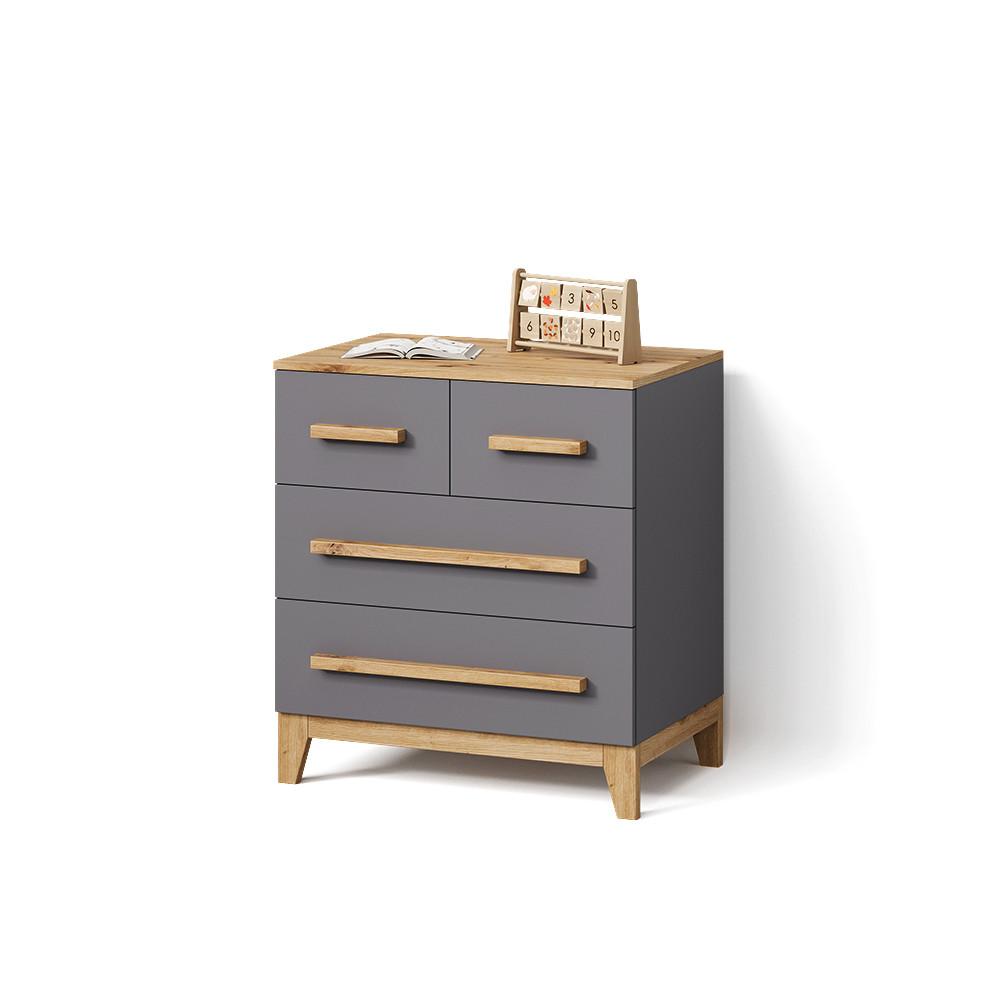KOMMODE Mailo Grau/Artisan 80 x 88 cm mit 4 Schubladen - Eiche Artisan/Grau, Holzwerkstoff (80/88/53.4cm) - Livinity®