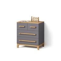 KOMMODE Mailo Grau/Artisan 80 x 88 cm mit 4 Schubladen - Eiche Artisan/Grau, Holzwerkstoff (80/88/53.4cm) - Livinity®