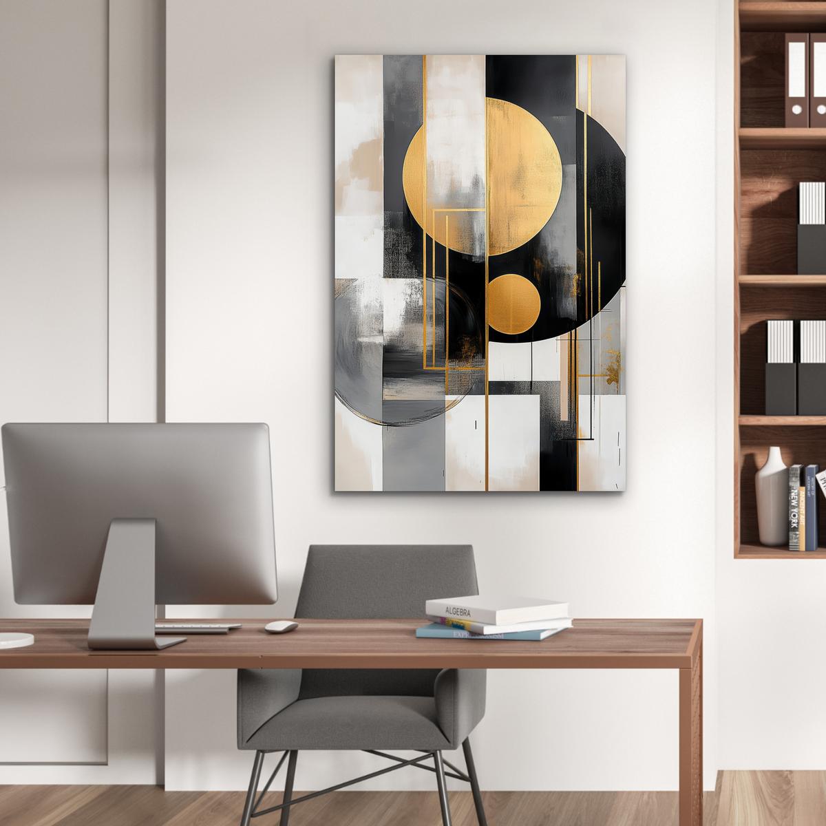METALLBILD Abstrakt - Gold - Silber - Formen - Ästhetisch - Modern 80x120 cm - Goldfarben, Metall (80/120cm) - MuchoWow