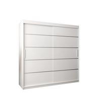 SCHWEBETÜRENSCHRANK 200/200/62 2-türig - Silberfarben/Weiß, Holz/Kunststoff (200/200/62cm) - MÖBEL KRYSPOL