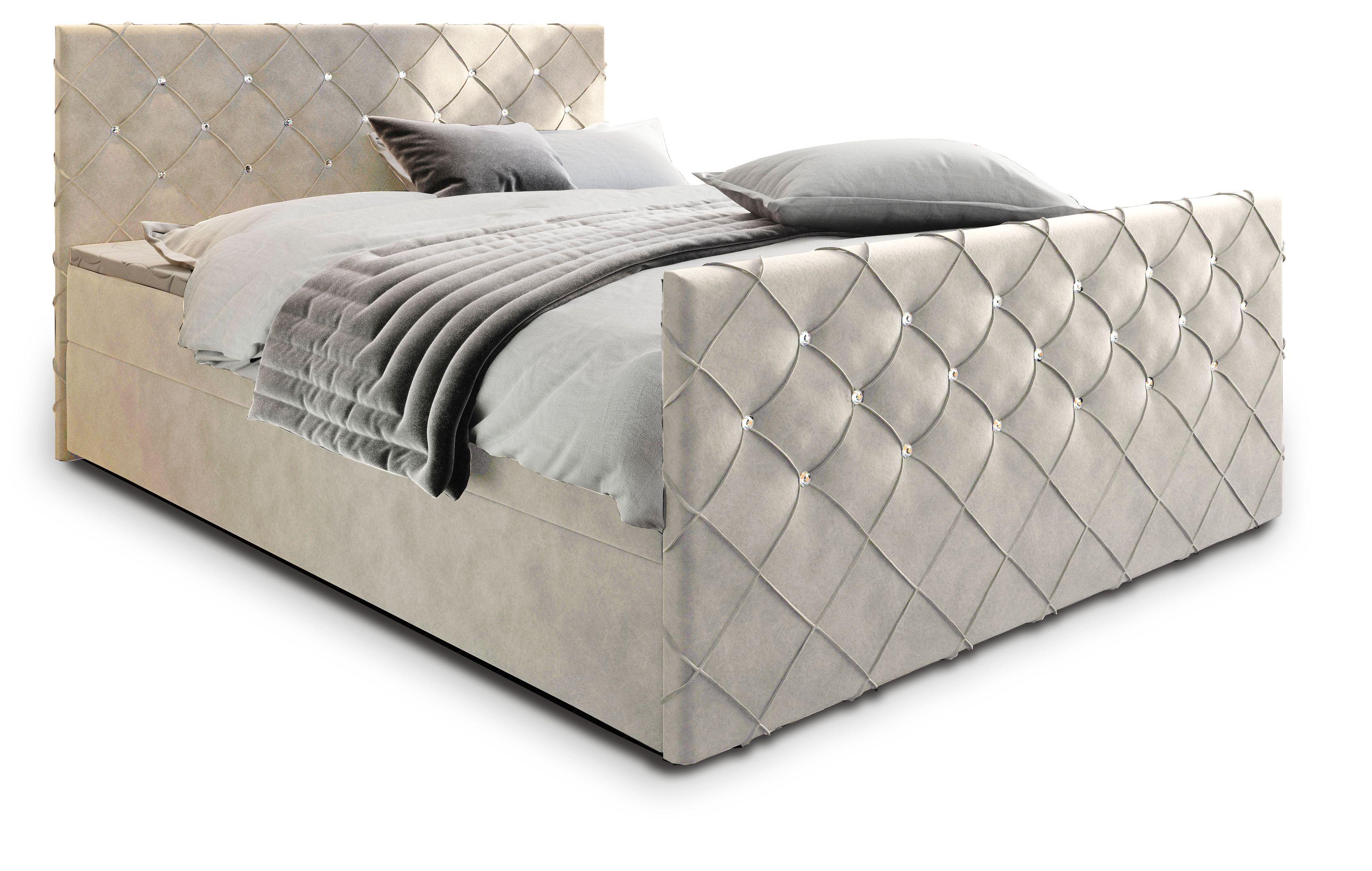 BOXBETT MANDI 160x200 cm mit Matratze und Topper - Beige - Beige, Holz (160/200cm) - MASSENO