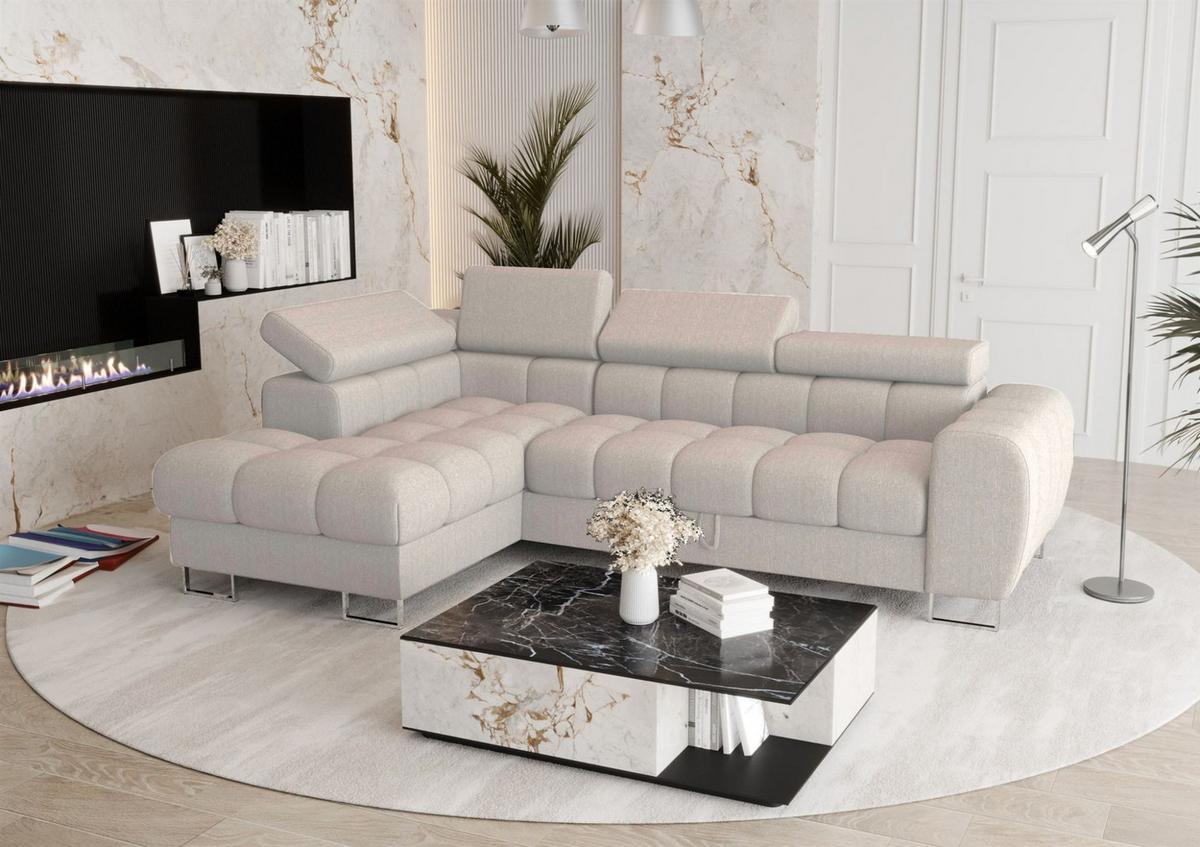 ECKSOFA Bastien Mit Schlaffunktion - Hellgrau, Holzwerkstoff/Textil (170/260cm) - Fun Möbel