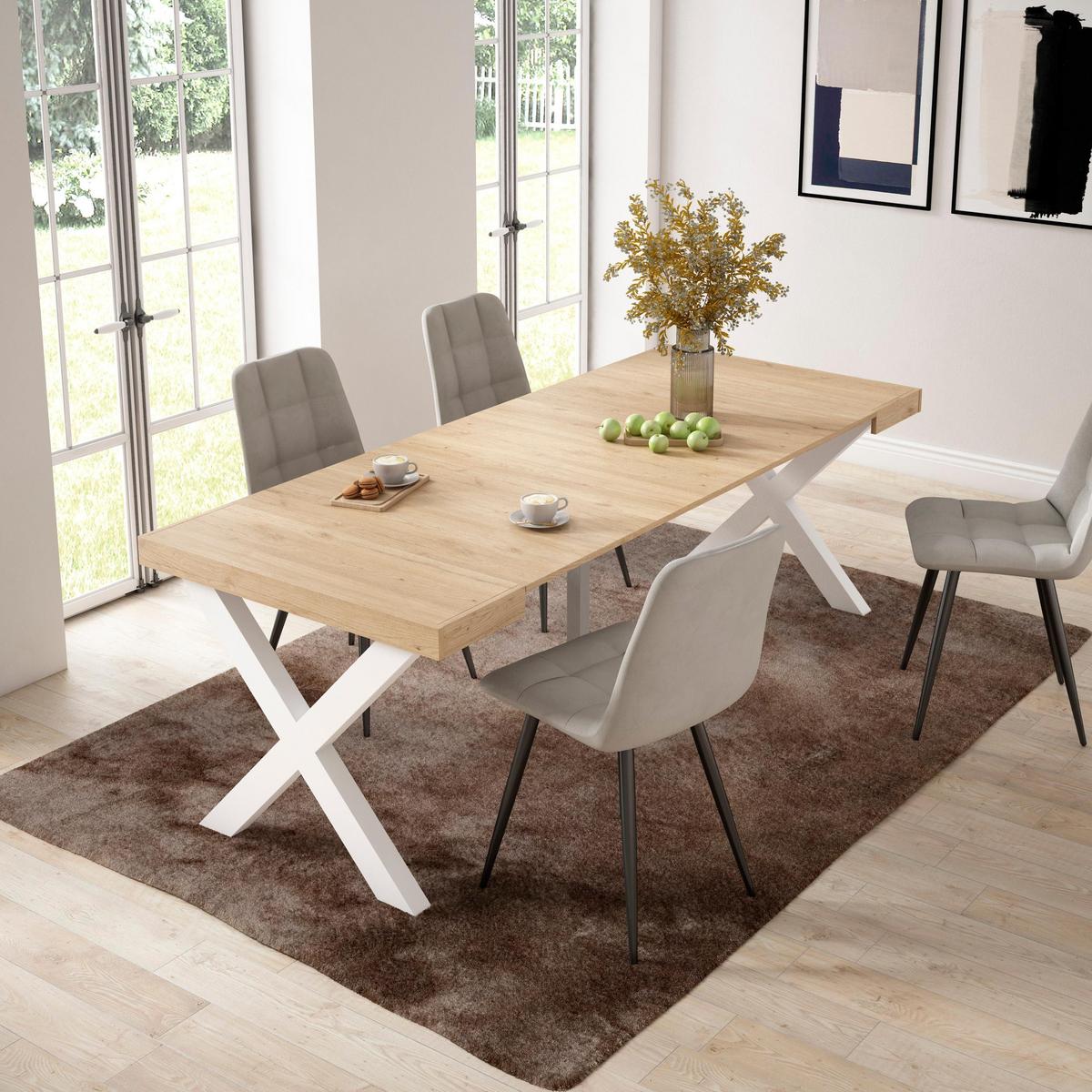 KONSOLENTISCH ausziehbar 58 bis 222cm, für 10 Gäste, eiche, 90/58/73cm - Eichefarben, Holzwerkstoff (90/222/73cm) - Skraut Home
