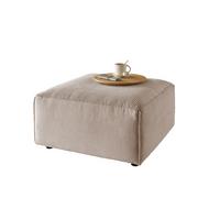 POLSTERHOCKER RANI Taupe Cord - Taupe/Schwarz, Kunststoff/Textil (80/42/80cm) - KAWOLA