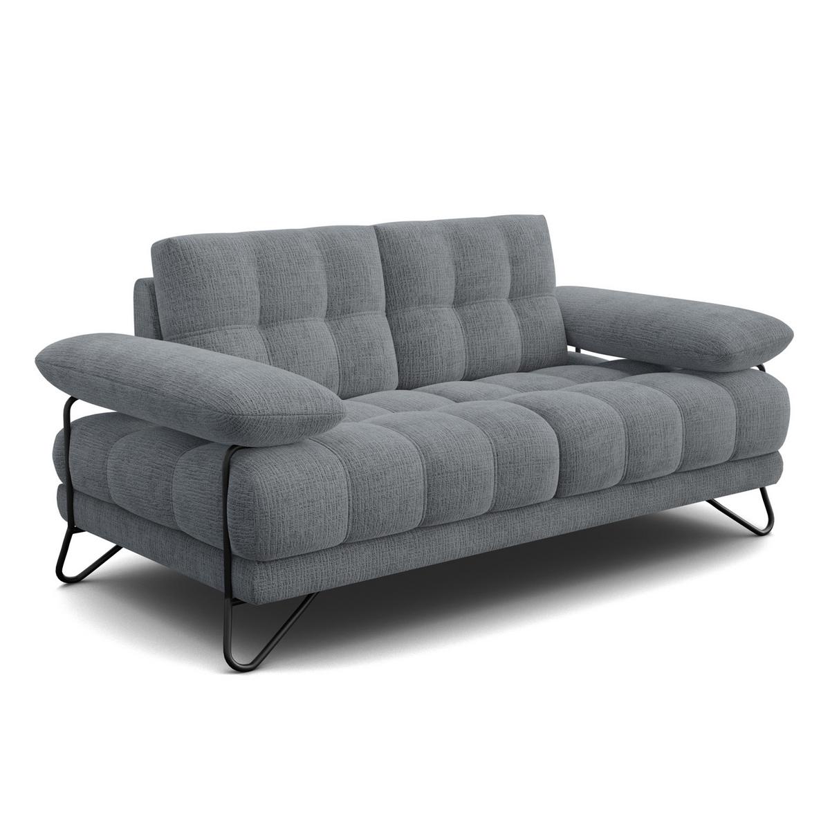 SOFA BUBBARA 2-Sitzer, dunkelgrau - Dunkelgrau/Schwarz, Holz/Textil (185/87/96cm) - Wozimo