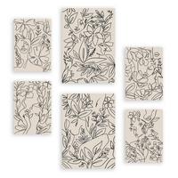 POSTER Set Mit 6 Ruffenrahmen 1 In Blume Zusammenfassung Ästhetische Dekorative Gemälde Für Ihr Wohnzimmer, Schlafzimmer, Zuhause A3 & A4 Rahmenlos - Klar, Papier (29/3cm) - Nacnic