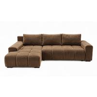 ECKSOFA Ovia mit Bettkasten und Schlaffunktion, Bouclé-Stoff in L-Form - Braun, Textil (270/185cm)