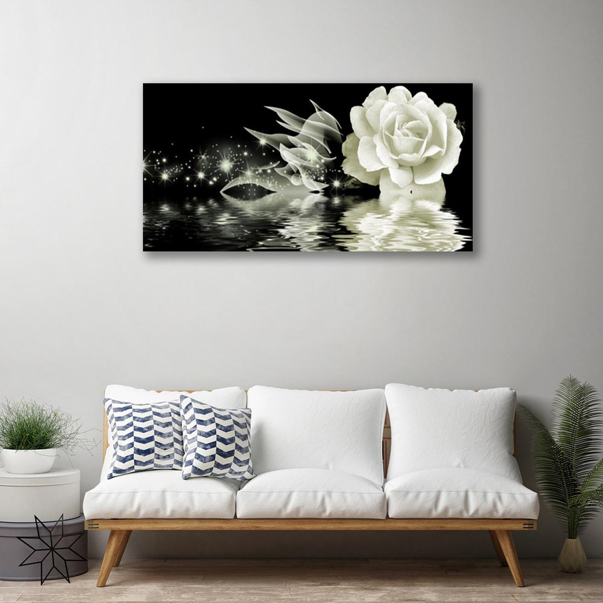 LEINWANDBILD 100x50 cm Magische Rosenblume - Schwarz, Textil (100/4cm) - TULUP