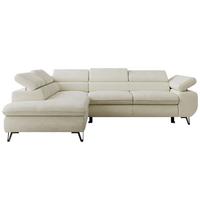 ECKSOFA PABLO L Creme Schenille glatt - Links Seite - Creme/Schwarz, Textil/Metall (208/273cm) - MKS