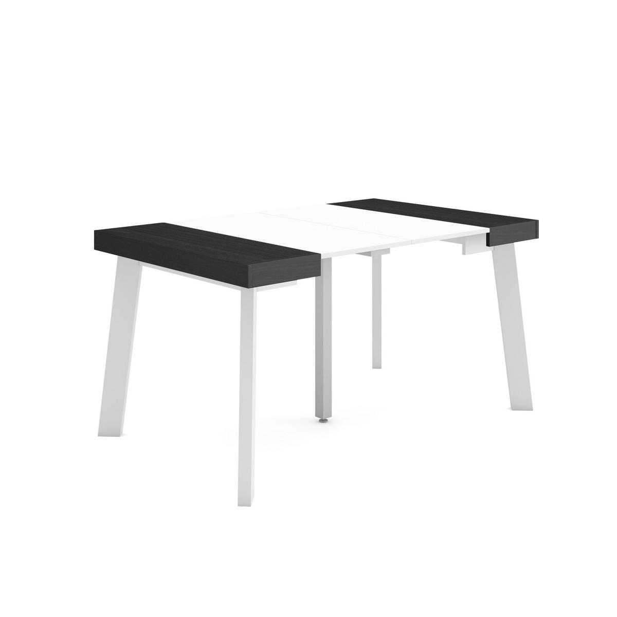 KONSOLENTISCH ausziehbar 58 bis 140cm, für 6 Gäste, weiß schwarz, 90/58/73cm - Schwarz/Weiß, Holzwerkstoff (90/140/73cm) - Skraut Home