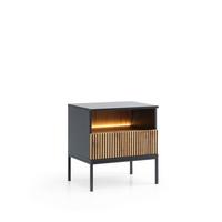 NACHTTISCH SENTIERO 54/56/39 cm mit LED Schwarz - Schwarz, Holzwerkstoff (54/56/39cm) - MASSENO