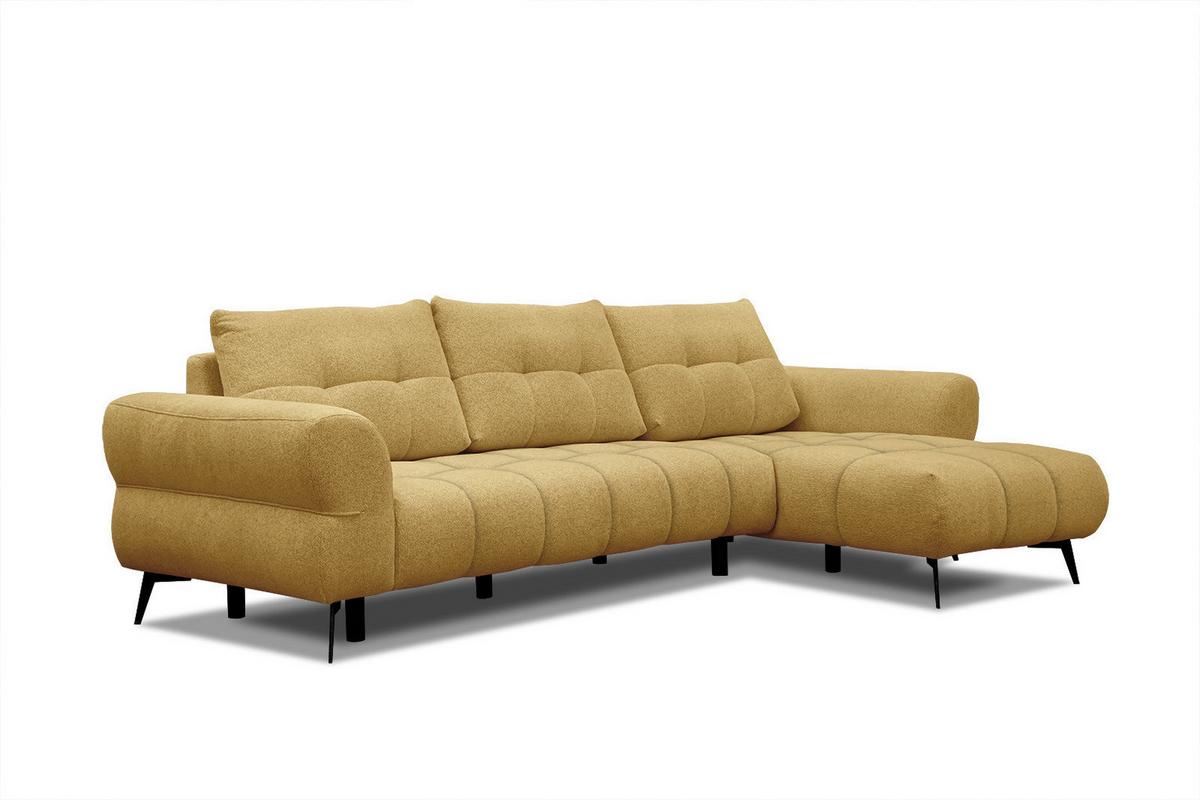 ECKSOFA SALVINI 4-Sitzer, honig - Schwarz/Honig, Holzwerkstoff/Textil (292/158cm) - Wozimo