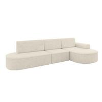 ECKSOFA mit Schlaffunktion Ottomane RECHTS MARI L2-S 368X167X85 Creme Velours - Creme/Schwarz, Holzwerkstoff/Kunststoff (167/368cm) - ALTDECOR
