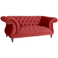 CHESTERFIELD Sofa 2-Sitzer Kaylin Samtvelours ziegel - Dunkelrot, Kunststoff (200/80/100cm) - 58aufmkessel