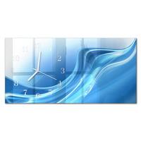 WANDUHR aus Glas 60x30 cm - Blaue Wellen - Blau, Glas (60/30/0.4cm) - TULUP